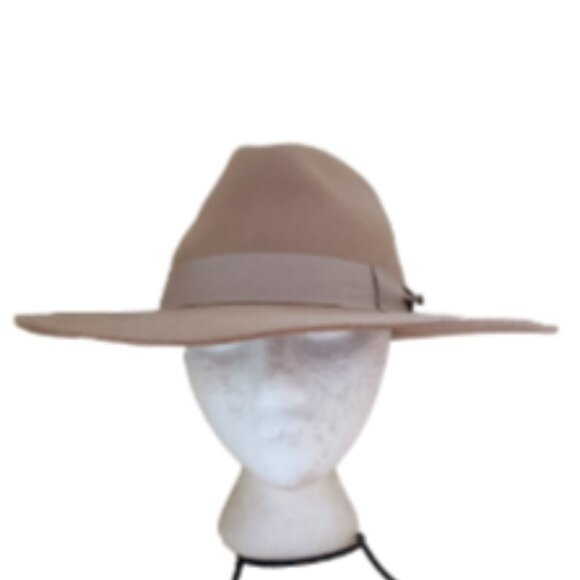 NWT C. C Wool Felt Fedora Hat 4" Brim Adjustable Size Beige - Picture 15 of 17